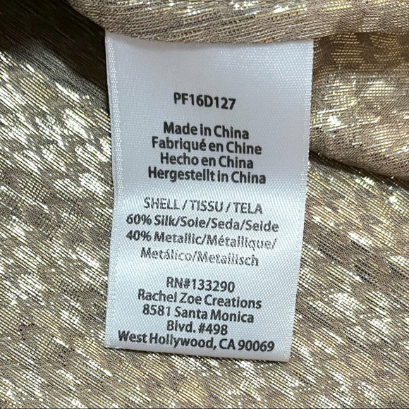 NWT Rachel Zoe Metallic Gold Ruffle High Neck Mini Dress sz 0 - Picture 6 of 12